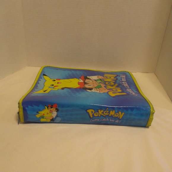 Nintendo Pokemon Large 12x9x4 Yellow Blue White Vintage 2000 Zip Paper Keeper - Picture 5 of 8